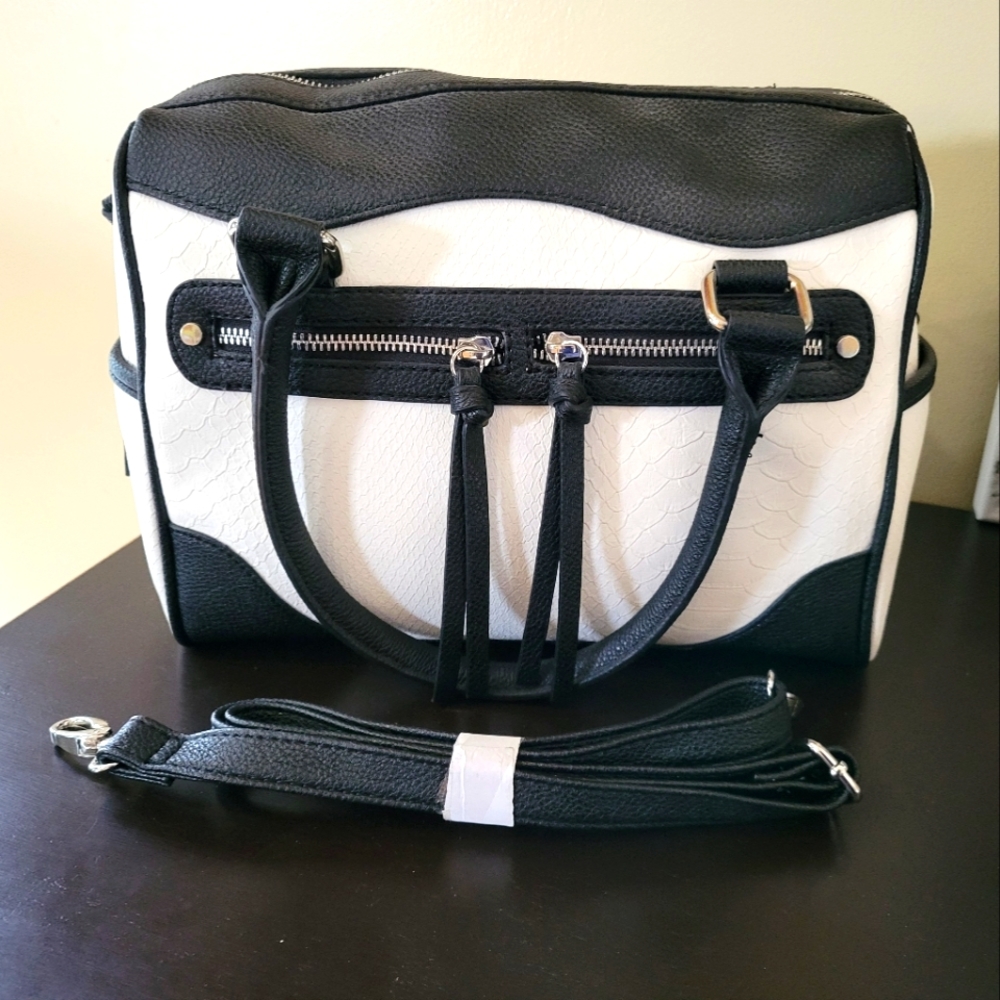 Express Black and White Satchel Bag Purse